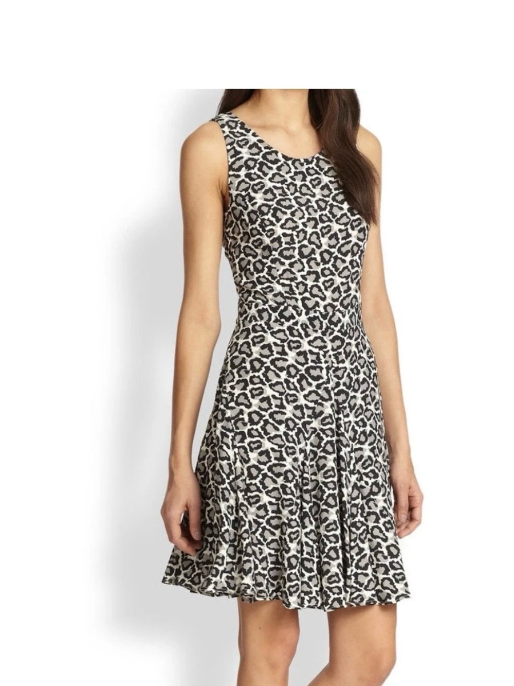 Diane Von Furstenberg $375 CLARA Leopard Print Dress Gatto Vanilla Fog Blk